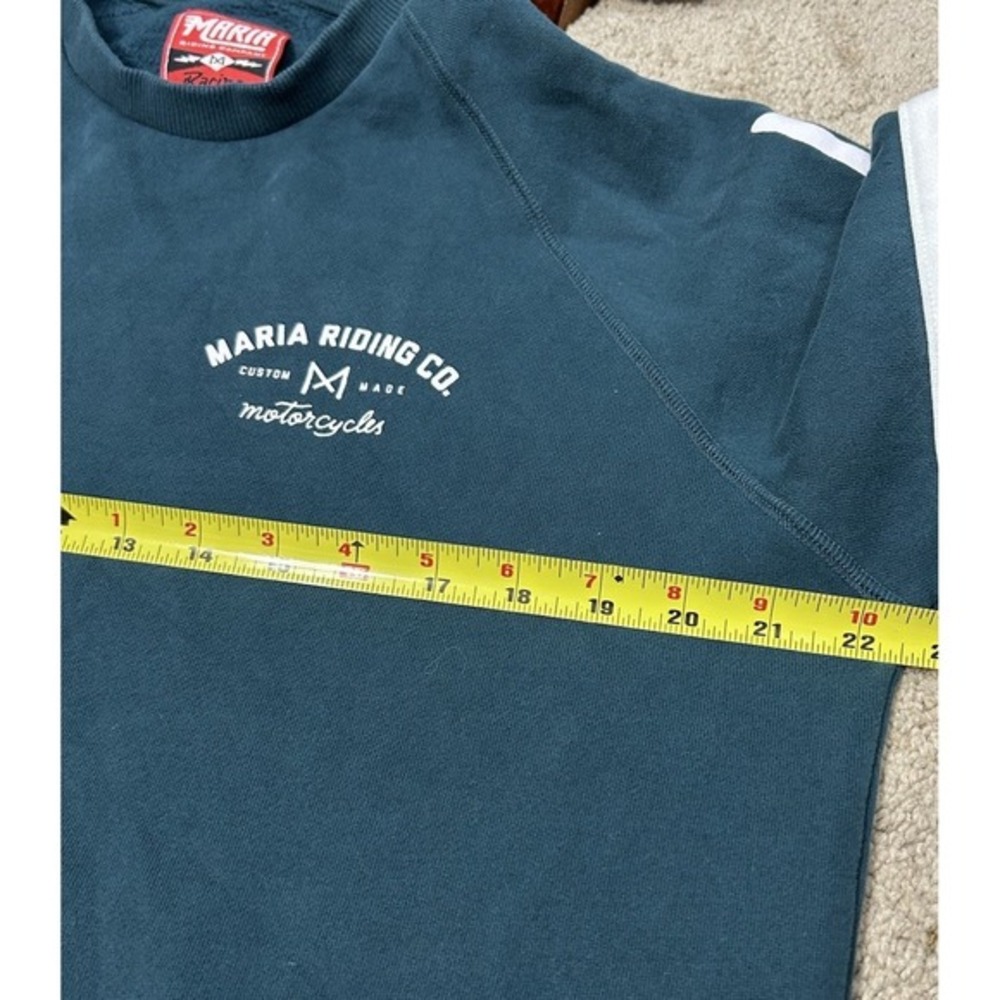 Maria Riding Co Petrol Blue SPADES Sweatshirt Mens Large Moto Biker Heritage - Picture 9 of 11